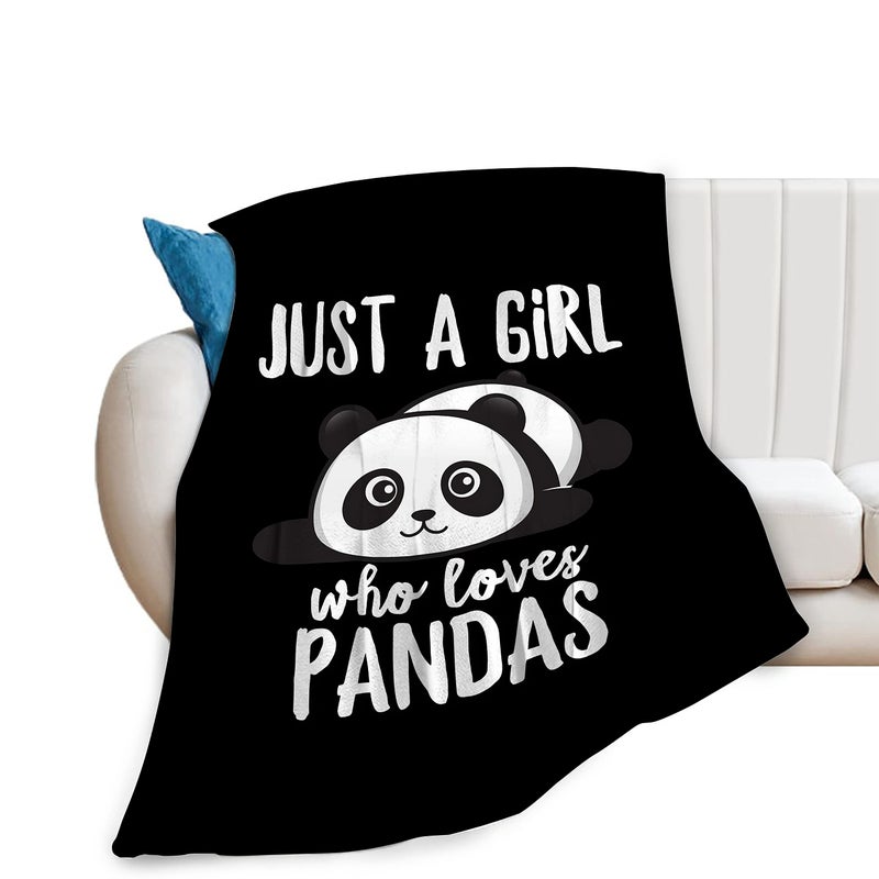 Mecowcm Panda Blanket Cute Panda Plush Throw Blanket Super Soft Cozy Warm Fleece Just A Girl Who Loves Panda Bedding Blanket Gifts for Kids Girls Boys Women 40""X50"" - Image 2
